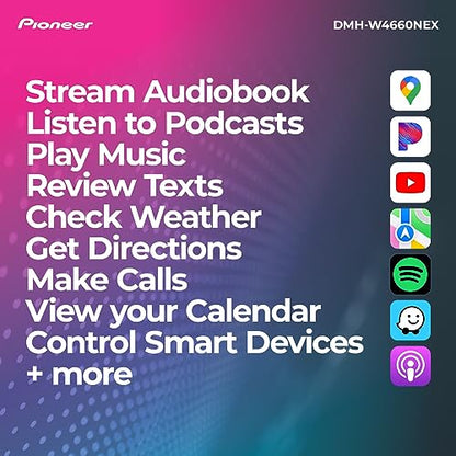 Pioneer DMH-W4660NEX 6.8" - Amazon Alexa integrado, Android Auto, Apple CarPlay, Bluetooth - Receptor multimedia digital multimedia, negro