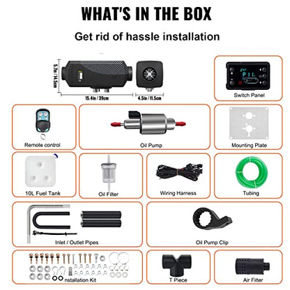 Happybuy Calentador diésel, calentador de aire diésel de 12 V 8 KW, calentador de litera con interruptor LCD y control remoto, bajo consumo para coches, camiones, autocaravana, barco, autobús, caravana