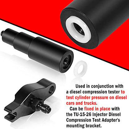 Deecaray Tu-15-26 Adaptador de prueba de compresión diésel para inyector, 3 piezas, negro, compatible con motores Cummins ISB utilizados en Dodge Pick-Ups
