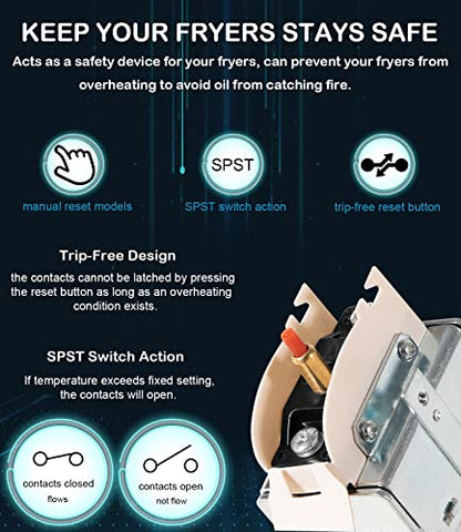 PP10084 Interruptor de límite alto compatible con freidora Pitco y todas las freidoras de gas, reemplazo de termostato de seguridad de límite alto de 230 °C