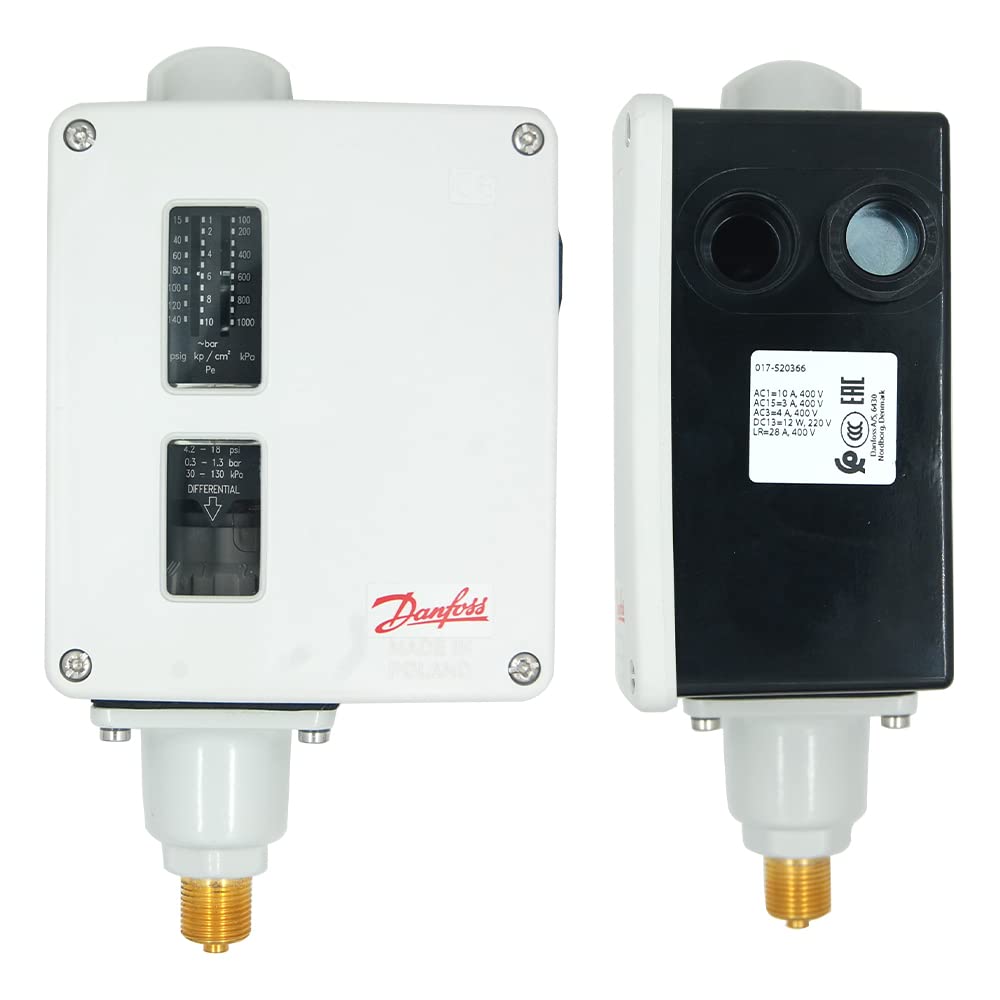 Danfoss - Interruptor de presión (rango: 3 a 40 PSI) con conexión de presión de 3/8 G para automóviles, calderas, turbina de vapor, bombas, HVAC, refrigeración marina. Modelo: RT-116 (paquete de 2)