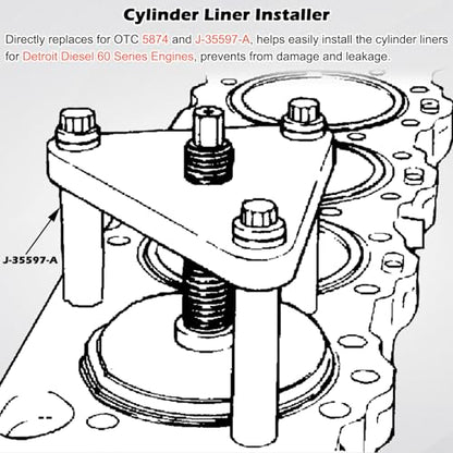 J-35597-A 5874 Herramienta instaladora de revestimiento de cilindro para motores Detroit Diesel DD60 de la serie 60