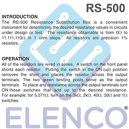 Elenco RS-500, caja de reemplazo de resistencia