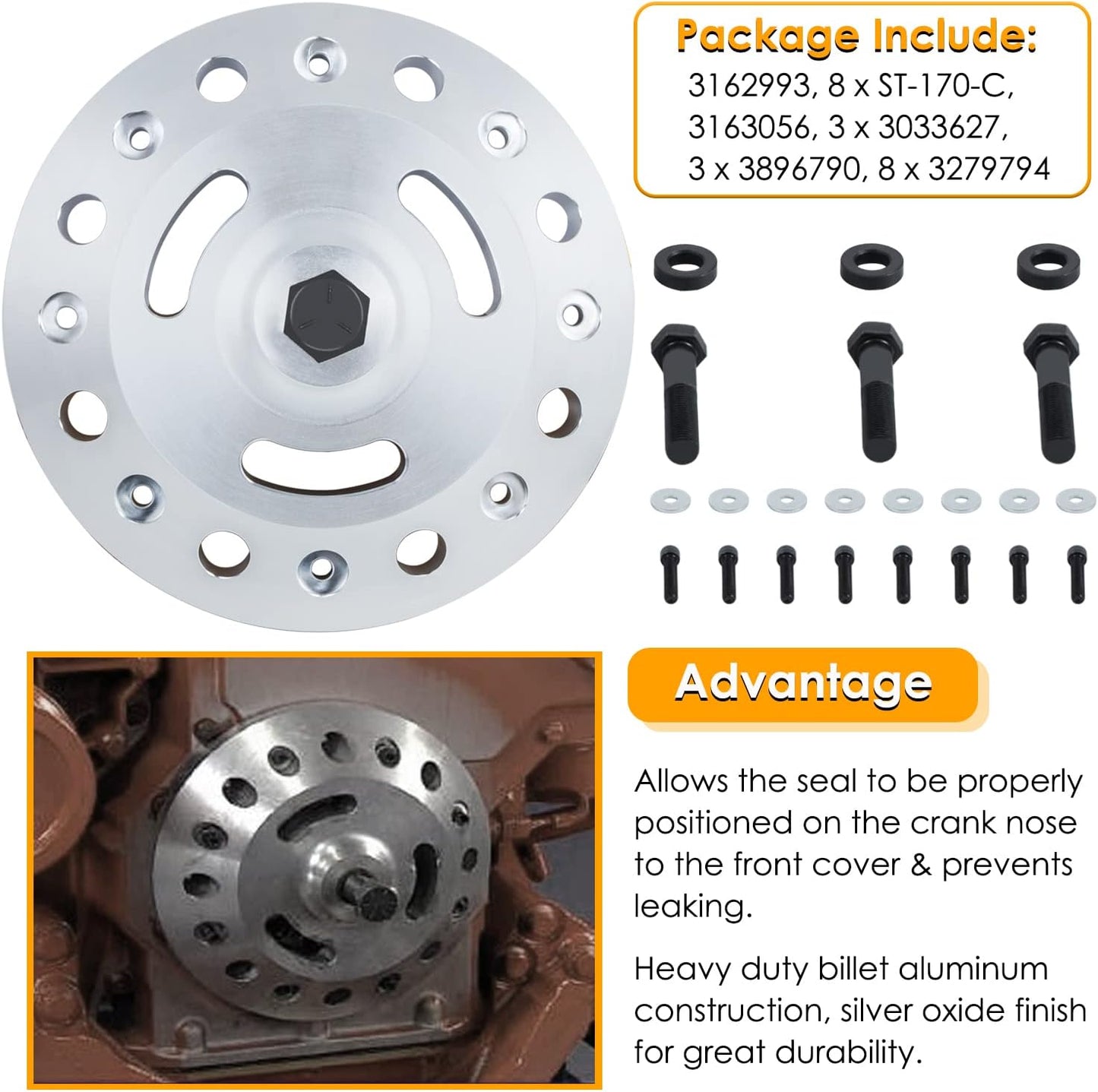 Yoursme 3162992 - Herramienta de instalación y removedor de sello de cigüeñal delantero para motor de camión diesel Cummins Signature ISX QSX Reemplaza OEM 3162992, M20146