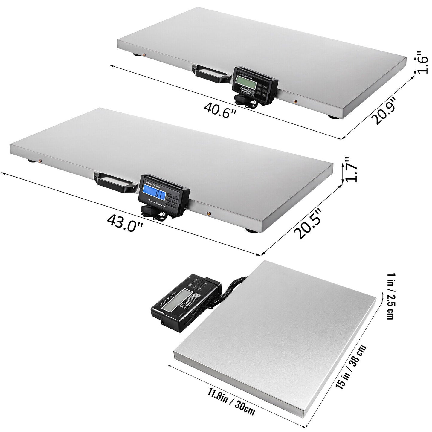 VEVOR 440/880/1100LBS Digital Livestock Pet Scale w/ Stainless Steel Platform