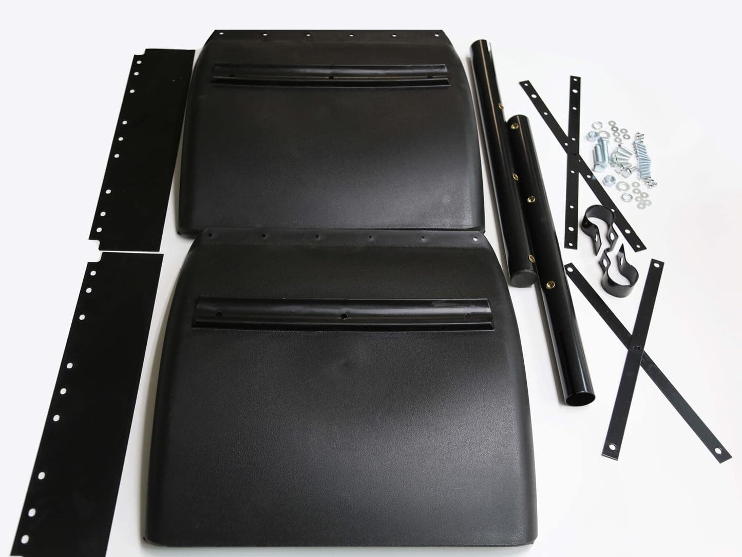 Juego de guardabarros de polietileno negro 24x24 Freightliner Kenworth Peterbilt con herrajes