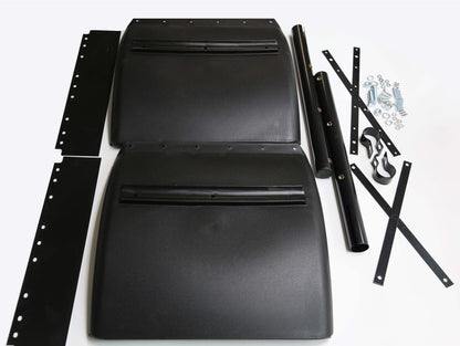 Juego de guardabarros de polietileno negro 24x24 Freightliner Kenworth Peterbilt con herrajes