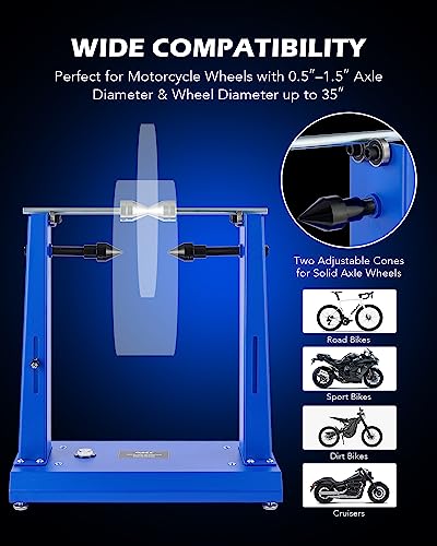 Orion Motor Tech Equilibrador de Ruedas de Motocicleta y Soporte de Alineación, Soporte de Equilibrador de Neumáticos para Rueda de Motocicleta con Puntero de Alineación Ajustable