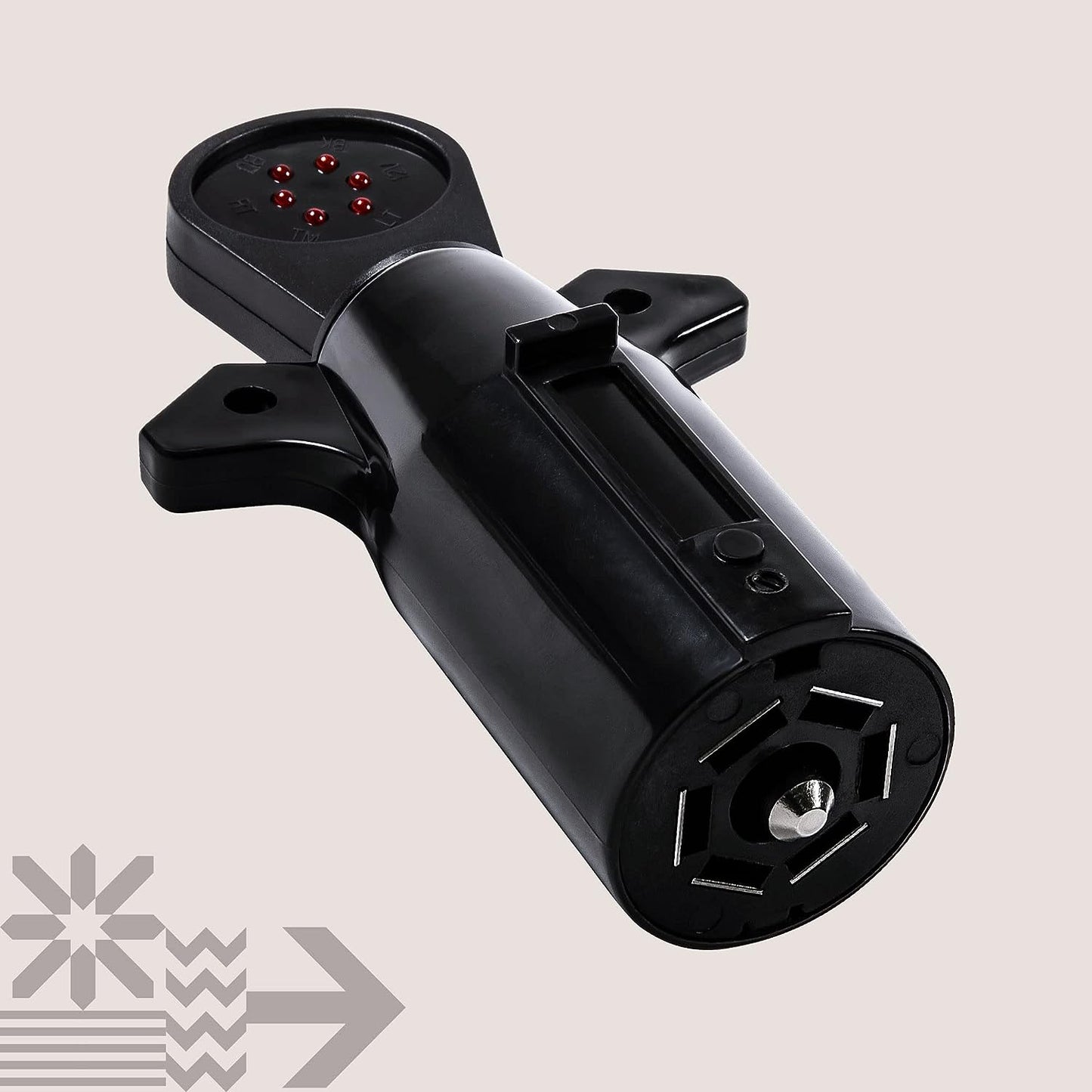 ONLINE LED Store - Probador de cableado de remolque plano de 4 vías [terminales de cobre niquelado] [macho y hembra] [prueba de continuidad] Probador de circuito de cable de luz de remolque de 4 pines