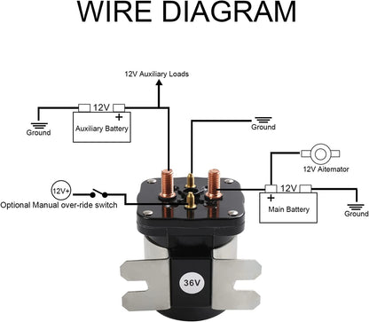Solenoide de 36 V 4 terminales 20468G1 36 V Solenoide Interruptor de relé de repuesto para EZGO/Cushman/Textron Club Car DS Columbia Yamaha Electric para 1989 en adelante. Reemplaza 114-3611-020 586-117111 586-906