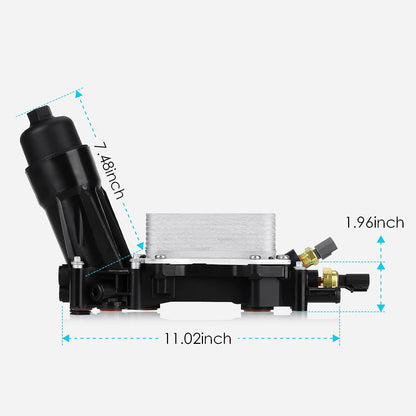 68310865AB 3.6L V6 Enfriador de aceite de motor Enfriador de aceite Adaptador de carcasa de filtro de aceite, para Jeep Cherokee/Wrangler, Dodge Challenger/Charger/Grand Caravan/Journey, ProMaster, Chrysler 300