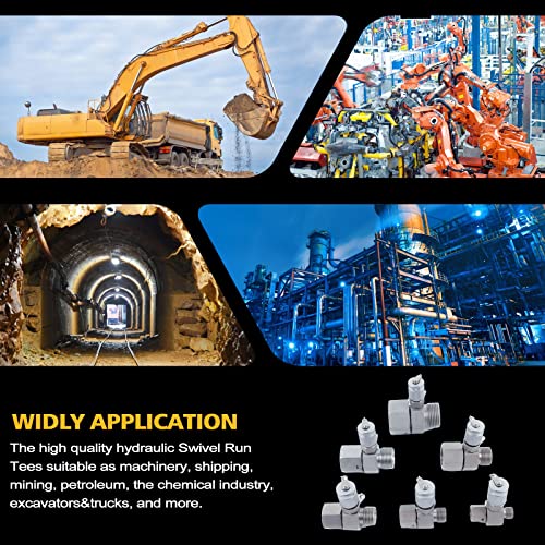 BSPP Paquete de 6 camisetas hidráulicas giratorias con conector en T hidráulico BSPP Tester Tee Coupling Set para Excavadora Maquinaria de Construcción Sistema Hidráulico