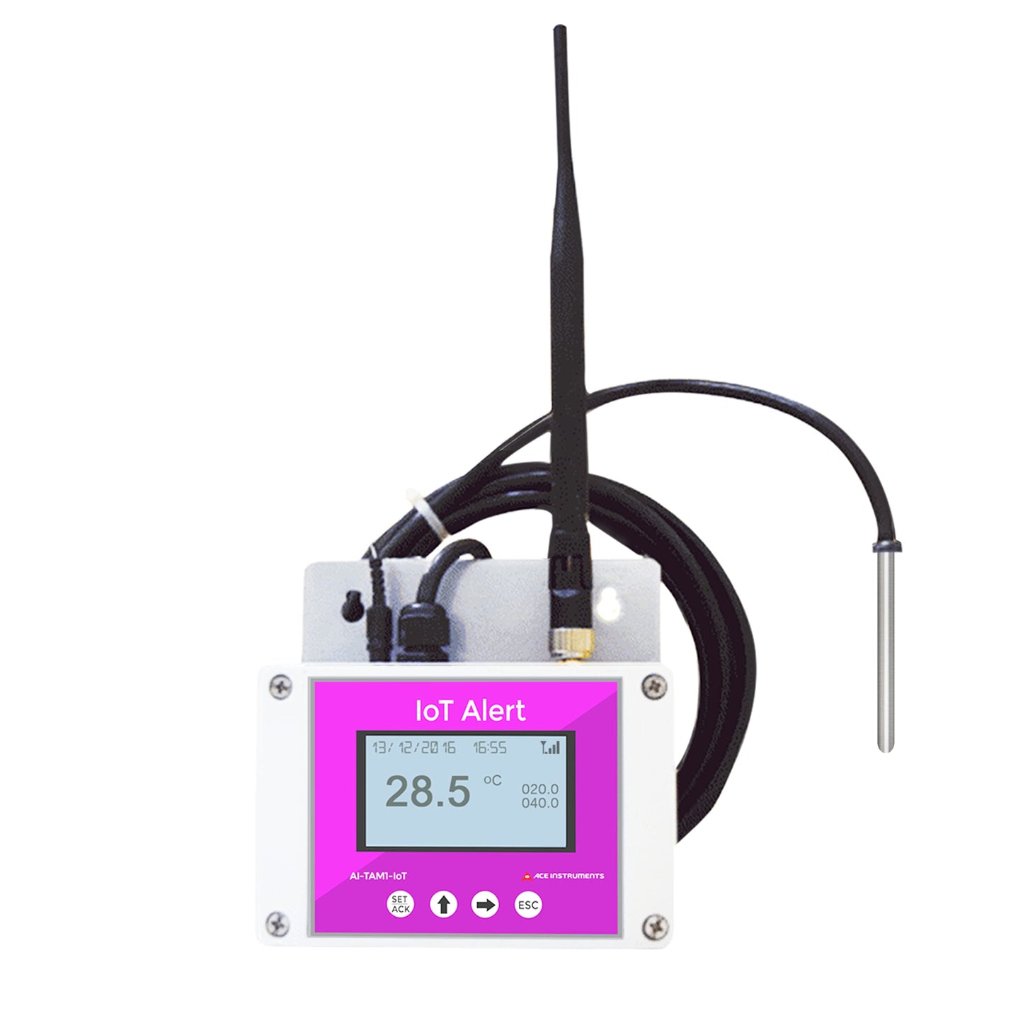 Monitor de alarma de humedad y temperatura en tiempo real con alertas de SMS/correo electrónico junto con certificado de calibración + 12 meses de garantía