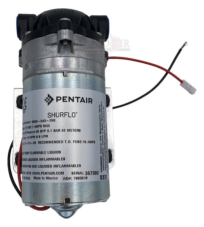 Pentair Hypro Shurflo 8000-543-250 Bomba de diafragma de pulverización agrícola de derivación interna, 1.8 GPM c/w diafragma Santoprene, válvulas Viton, autocebante de hasta 8 pies, 50PSI, 12V, puerto hembra NPT de 3/8 pulgadas