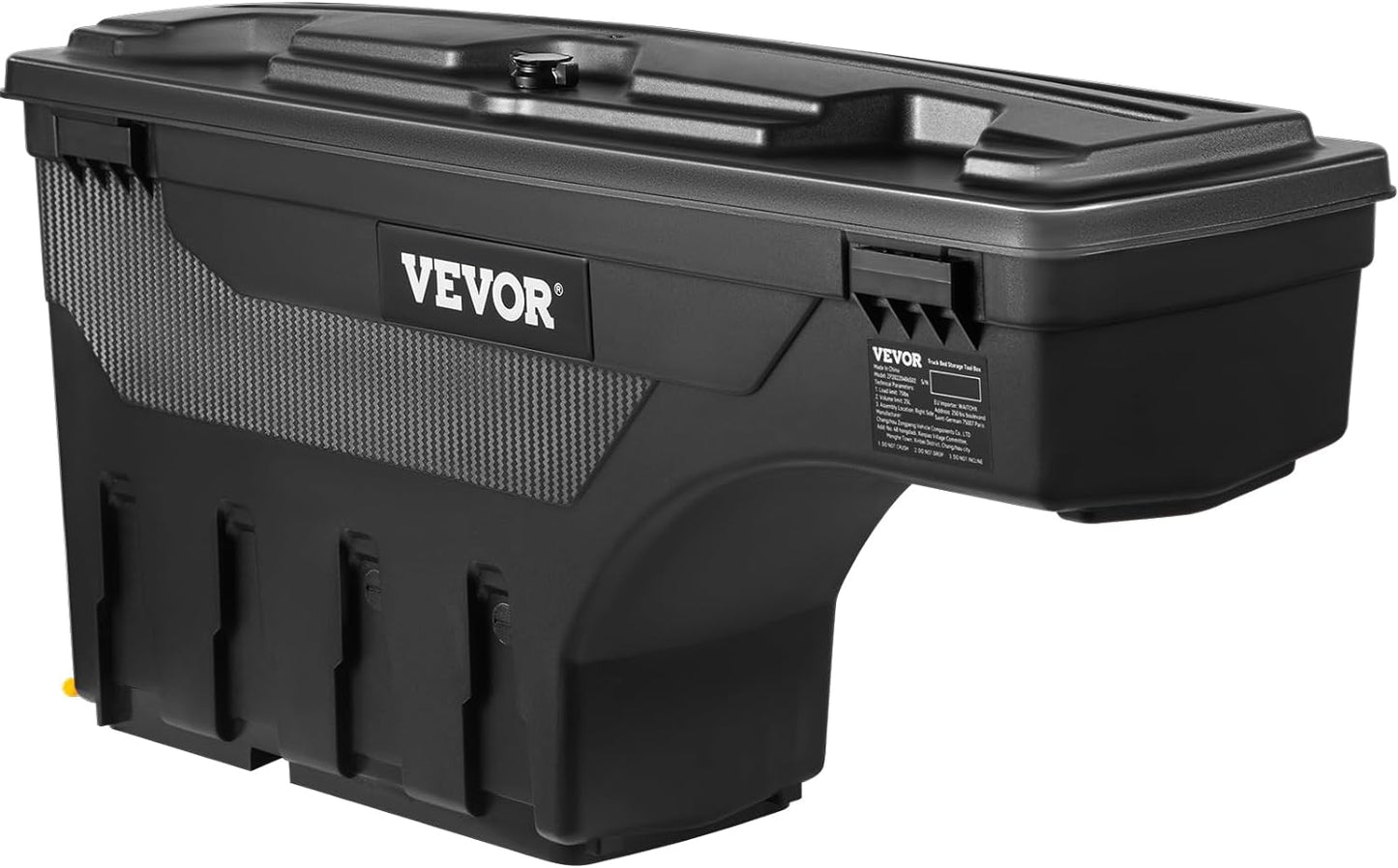 VEVOR Truck Bed Storage Box, Swing Case Fits Ford F-150 2015-2021, Passenger Side, Lockable Wheel Well Tool Box with Password Padlock, Waterproof and Durable ABS Tool Box