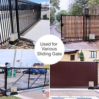 Kit de abridor automático de puerta corredera impulsado por bastidor con controles remotos y sensor infrarrojo operador de puerta eléctrica kit completo para puertas deslizantes de hasta 1800 libras