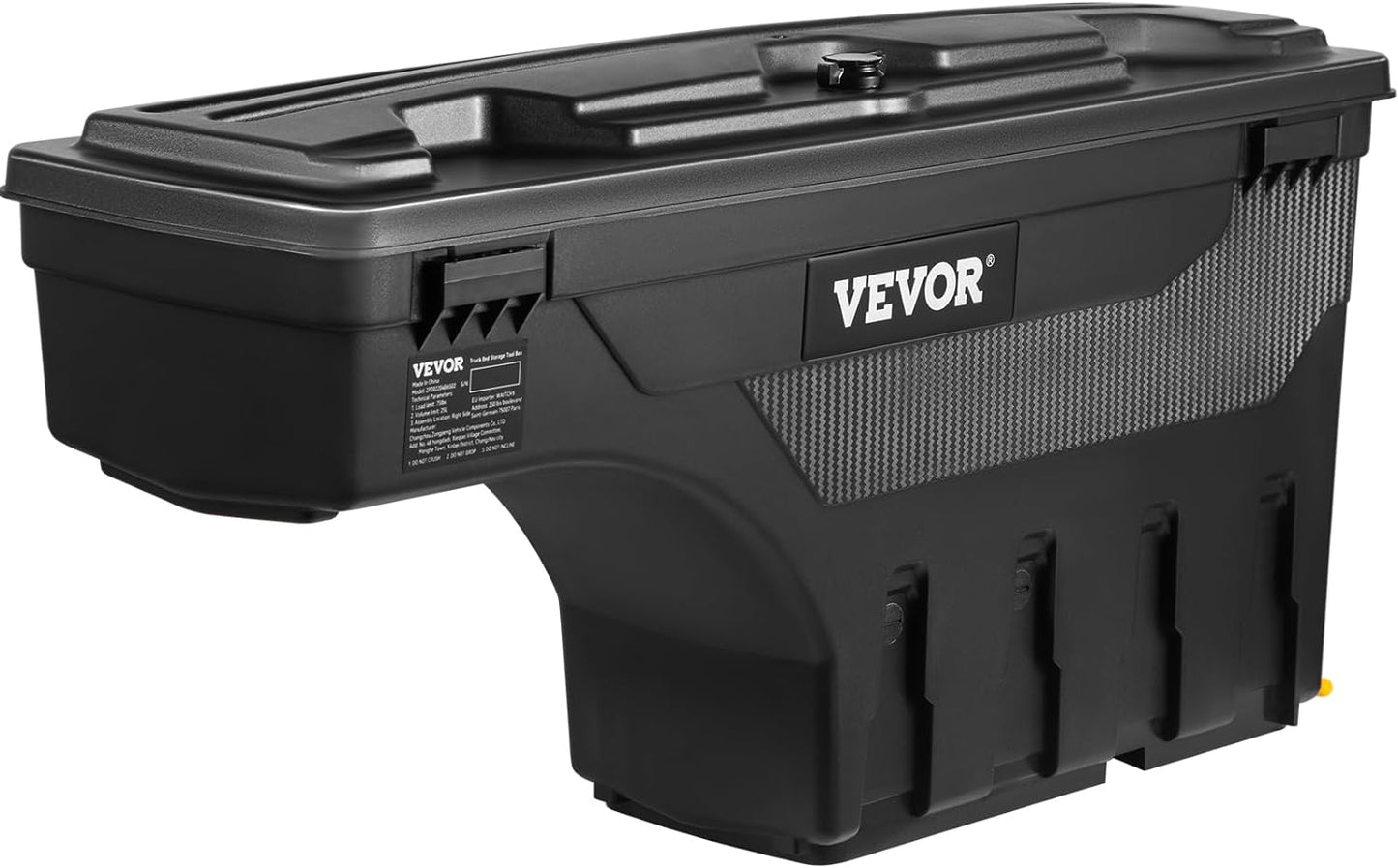 VEVOR Truck Bed Storage Box, Swing Case Fits Ford F-150 2015-2021, Passenger Side, Lockable Wheel Well Tool Box with Password Padlock, Waterproof and Durable ABS Tool Box
