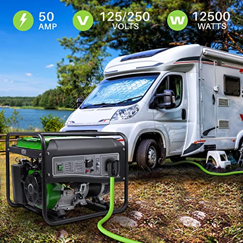 GearIT Cable de extensión de generador de 50 amperios (15 pies) NEMA 14-50P a SS2-50R Conector de bloqueo giratorio STW 6/3+8/1 AWG 125/250V para caja de entrada de alimentación de 50A, caravana, generador a casa, 15 pies