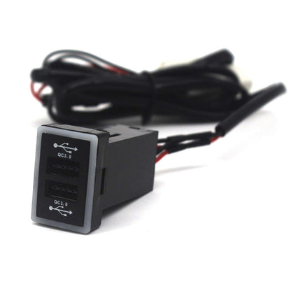Toma de corriente USB dual para Toyota QC3.0, cargador de coche de carga rápida, adaptador USB para smartphone/iPad/PDA y más, salida máxima de 6.4 A (1.260 x 0.787 in)