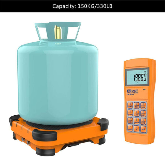 Elitech LMC-310 Báscula Electrónica Refrigerante, 100 KG Inalámbrica para Suministro de Combustible de Refrigerante Electrónico para HVAC y CA Estuche portátil
