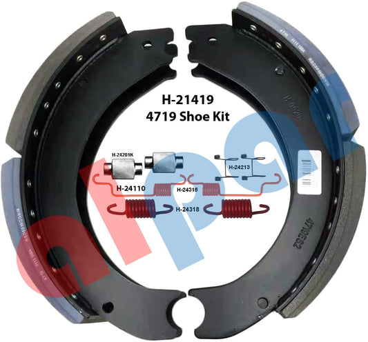 4719 Brake Shoe Box Kit FF Grade 23K Linings with ES2 Hardware kit