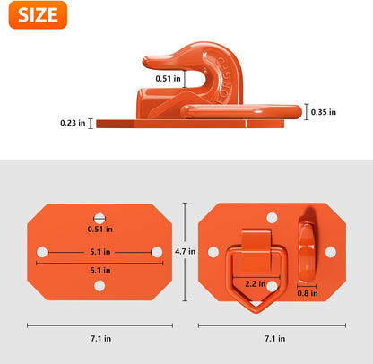 Paquete de 2 ganchos para cubo de tractor de 3/8 pulgadas con anillo en D, máximo 15,000 libras de acero forjado grado 70 para accesorios de cubo de tractor para Kubota, John Deere, Kiot, RV, UTV, camión, naranja