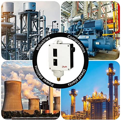 Danfoss - Interruptor de presión (rango: 0 a 40 PSI) con conexión de presión de 3/8 G para automóviles, calderas, turbina de vapor, bombas, HVAC, refrigeración marina | Modelo: RT-110