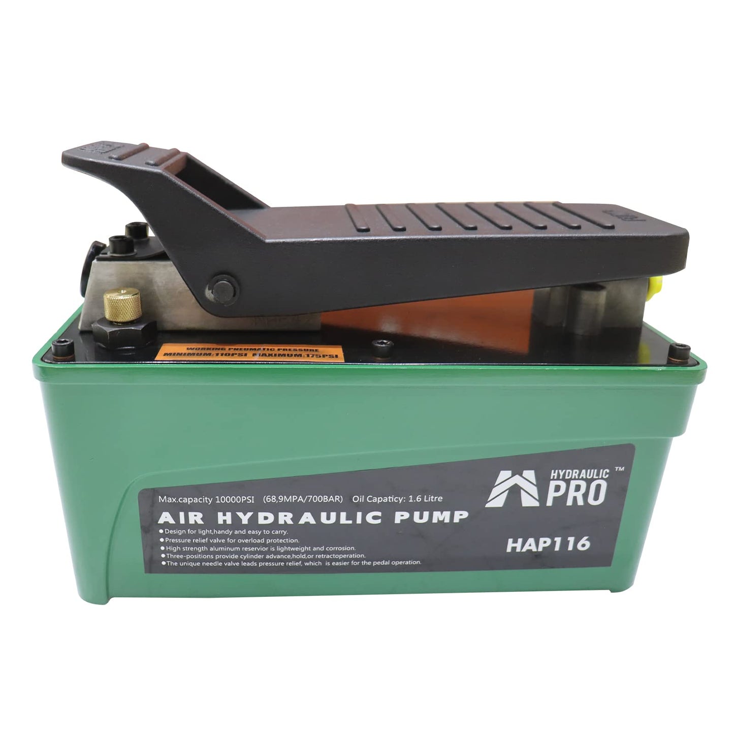 HYDRAULIC PRO Bomba hidráulica de 10,000 PSI, bomba de pie hidráulica (acción simple), bomba de pie de pisada accionada por aire, verde