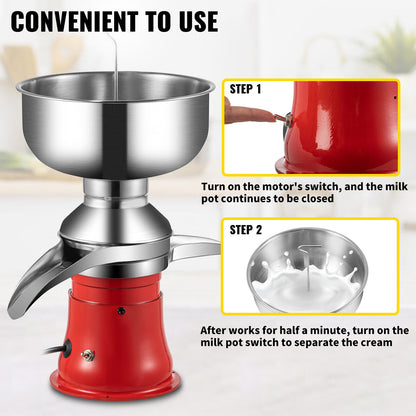 VEVOR 110-240V Electric Fresh Milk Cream Separator Centrifuge Separator 100L/H