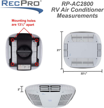 RecPro Aire acondicionado RV de bajo perfil 9.5K sin conductos | CA silenciosa | Solo refrigeración | Unidad de CA RV | Aire acondicionado para caravana (negro)