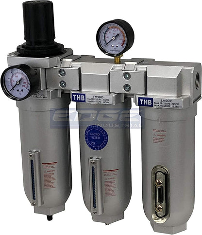 Sistema de filtración de aire de alto caudal muy resistente, filtro de partículas de 2 etapas más combinación de filtro de carbón para extracción de aceite (3/4" NPT, drenaje automático)