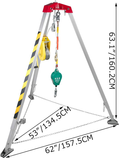 BestEquip - Trípode con espacio confinado de 1200 libras, trípode de espacio confinado de 7 pies y cable de 98 pies, trípode de rescate de espacio confinado de 32.8 pies de protección contra caídas para espacios confinados tradicionales