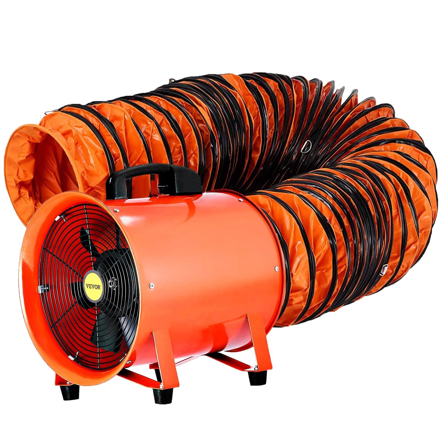 VEVOR Ventilador de manguera axial de escape de 12 pulgadas, ventilador portátil de alta velocidad de 3900 m3/h, ventilador extractor de bajo ruido con manguera de conducto de 5 m