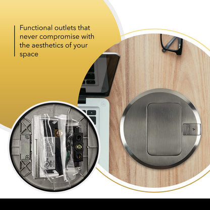 Select Lighting SLFB-PU-USB-BR - Receptáculos de salida USB emergentes de 20 A, caja de piso eléctrica redonda resistente a manipulaciones con cubierta de latón, enchufe empotrado retráctil para encimeras y pisos