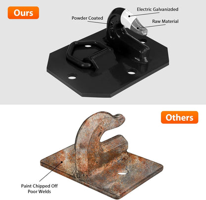 Paquete de 2 ganchos para cubo de tractor de 3/8 pulgadas con anillo en D, máximo 15,000 libras de acero forjado grado 70 para accesorios de cubo de tractor para Kubota, John Deere, Kiot, RV, UTV, camión, naranja