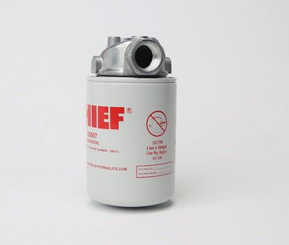 Chief Conjunto de filtros giratorios - Filtro hidráulico de 10 micrones - Conjunto de filtro hidráulico con derivación de 15 PSI 250 PSI, 25 GPM, puerto de entrada/salida NPTF de 3/4 pulgadas, rosca de 1 a 12, sin puerto indicador