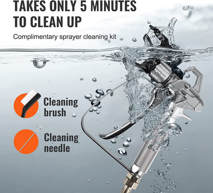 VEVOR - Pulverizador de pintura sin aire 7/8 HP de alta eficiencia, barra de extensión eléctrica para pintar y kit de limpieza para interiores, exteriores, muebles y vallas; 650 vatios, 2900 PSI