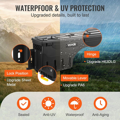 VEVOR Truck Bed Storage Box, Swing Case Fits Ford F-150 2015-2021, Passenger Side, Lockable Wheel Well Tool Box with Password Padlock, Waterproof and Durable ABS Tool Box