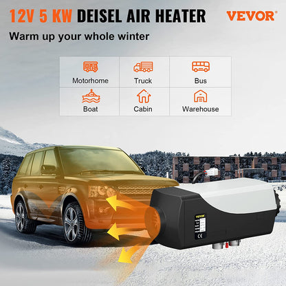 Happybuy Calentador diésel, calentador de aire diésel de 12 V 8 KW, calentador de litera con interruptor LCD y control remoto, bajo consumo para coches, camiones, autocaravana, barco, autobús, caravana