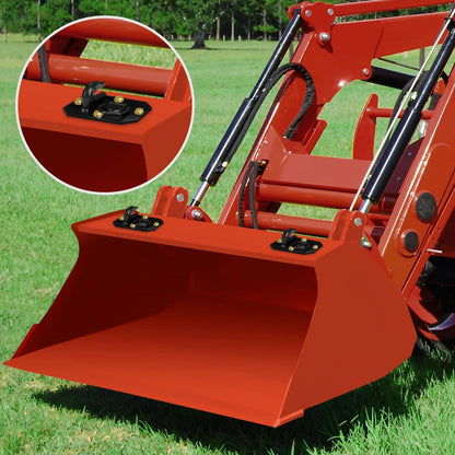 Paquete de 2 ganchos para cubo de tractor de 3/8 pulgadas con anillo en D, máximo 15,000 libras de acero forjado grado 70 para accesorios de cubo de tractor para Kubota, John Deere, Kiot, RV, UTV, camión, naranja