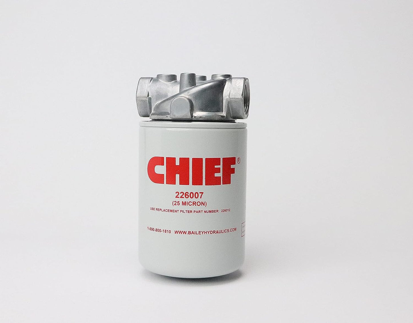 Chief Conjunto de filtros giratorios - Filtro hidráulico de 10 micrones - Conjunto de filtro hidráulico con derivación de 15 PSI 250 PSI, 25 GPM, puerto de entrada/salida NPTF de 3/4 pulgadas, rosca de 1 a 12, sin puerto indicador