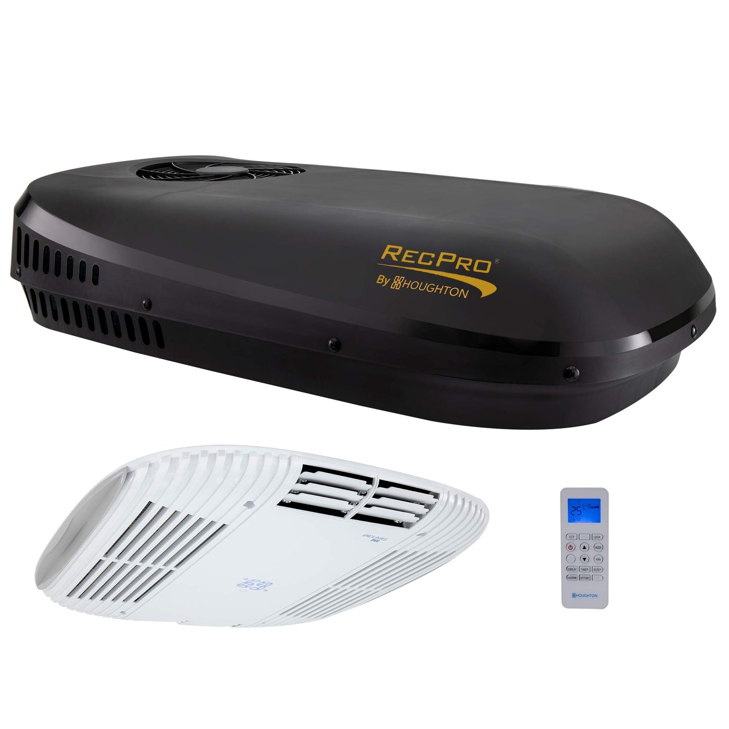 RecPro Aire acondicionado RV de bajo perfil 9.5K sin conductos | CA silenciosa | Solo refrigeración | Unidad de CA RV | Aire acondicionado para caravana (negro)