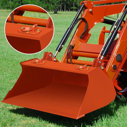 Paquete de 2 ganchos para cubo de tractor de 3/8 pulgadas con anillo en D, máximo 15,000 libras de acero forjado grado 70 para accesorios de cubo de tractor para Kubota, John Deere, Kiot, RV, UTV, camión, naranja