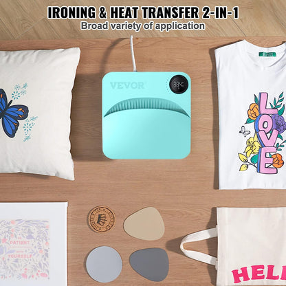 VEVOR Heat Press Machine,10x12inches Portable Shirt Printing Multifunctional Sublimation Transfer Heat Press Machine Teflon Coated, Easy Iron-on Press for T-Shirts/Pillows/Bags/HTV Vinyl Projects