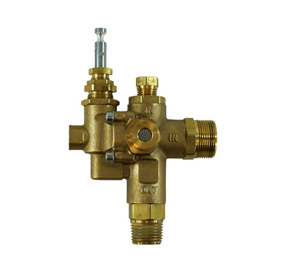 Repuesto para Atlas Copco 1312100497, entrada lateral de compresión de 3/4 pulgadas x salida MNPT de 1/2 pulgada, válvula de retención piloto de descargador combinado de 90 grados, viene con válvula de arranque en frío instalada, 140-175 PSI