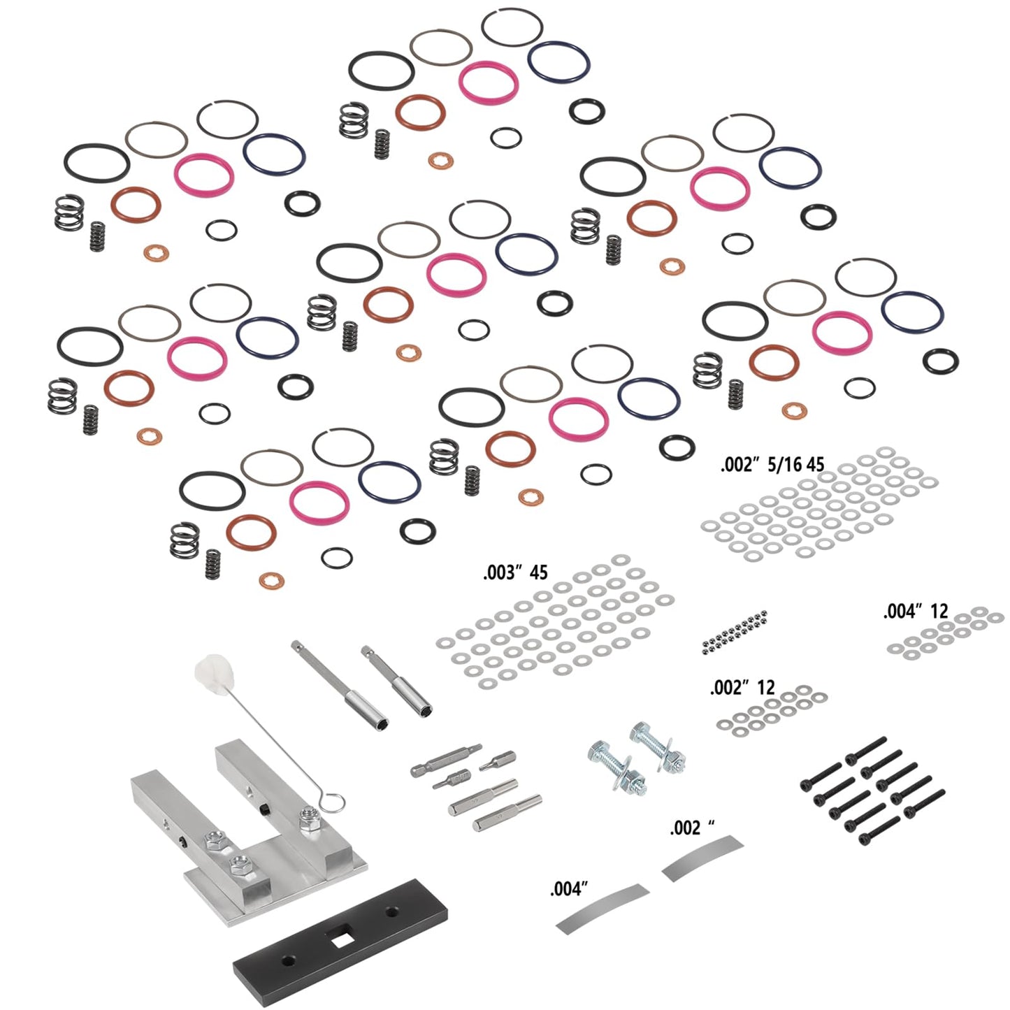 Kit de reconstrucción de inyector Powerstroke de 7,3 L 1833564C92 inyector Tune Up Shim Kit con junta tórica abrazadera de vice y herramientas especiales y resortes para inyectores Powerstroke HEUI de 7,3 L