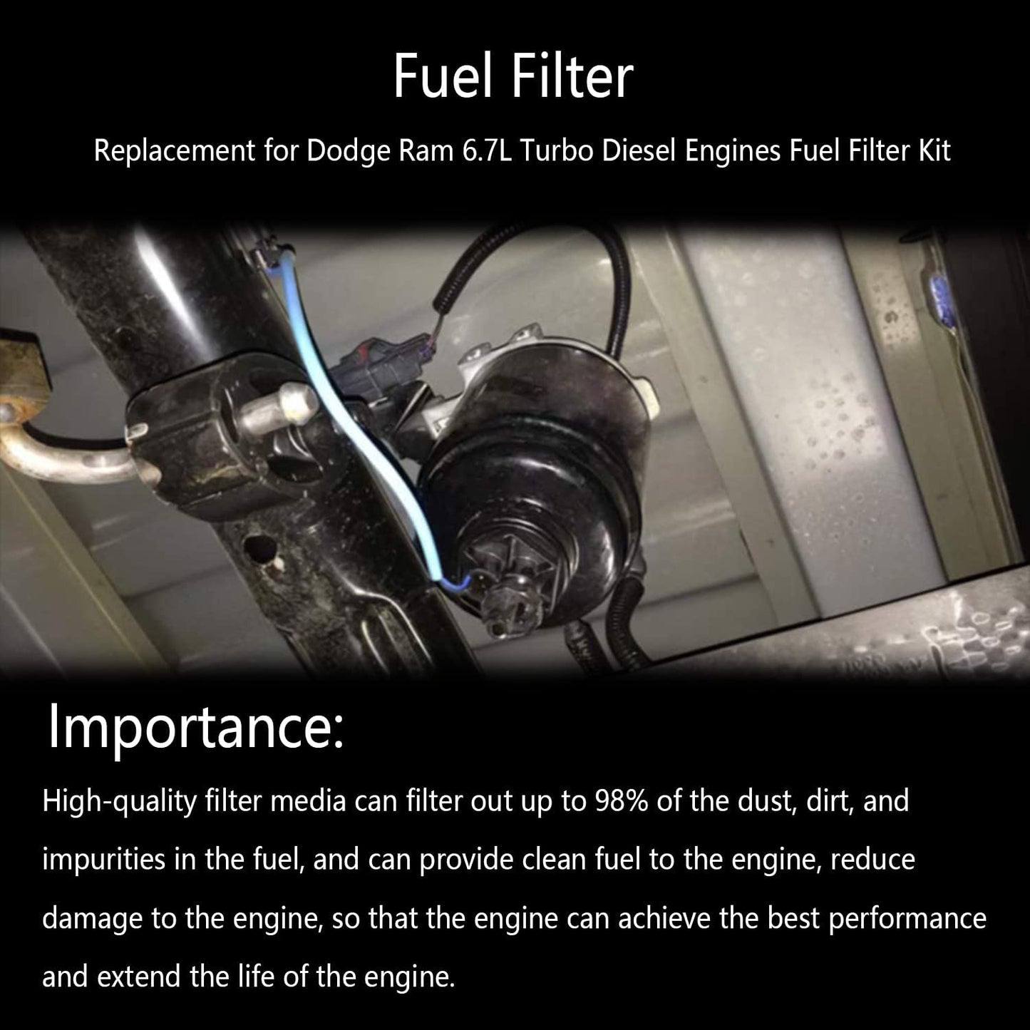 Kit de filtro de combustible diésel Cummins de 6.7 L compatible con Dodge Ram 2500 3500 4500 5500 2013-2017 Dodge Ram 2500 3500 4500 5500 Juego de separadores de agua de filtro de combustible de repuesto 68157291AA 68197867AA