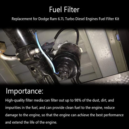 Kit de filtro de combustible diésel Cummins de 6.7 L compatible con Dodge Ram 2500 3500 4500 5500 2013-2017 Dodge Ram 2500 3500 4500 5500 Juego de separadores de agua de filtro de combustible de repuesto 68157291AA 68197867AA