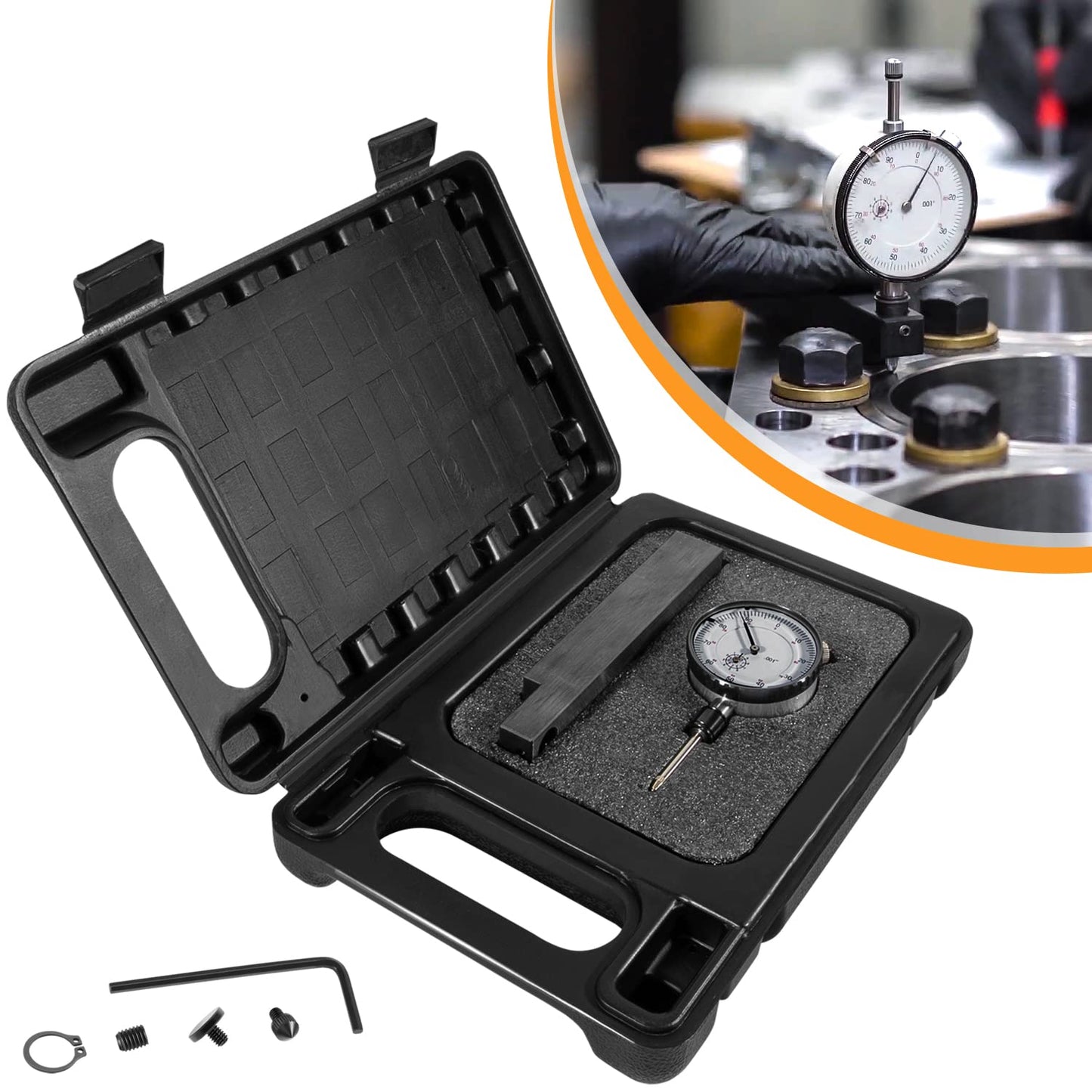 Medidor de altura y orificio de contador para todos los motores diésel, indicador de esfera, rango de calibre de cilindro 0-1 pulgada, graduaciones 0.000 pulgadas, lectura 0-100