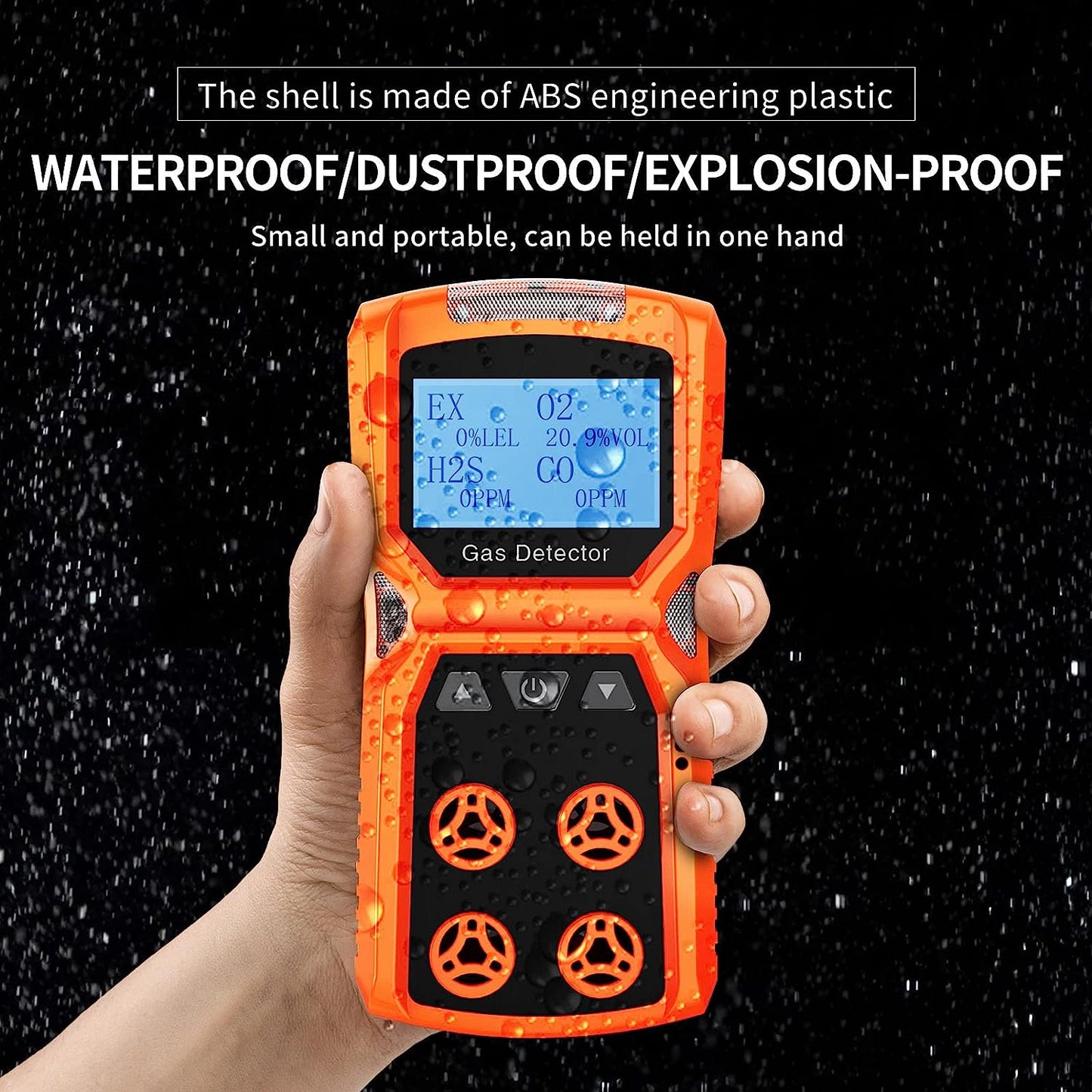 CHNADKS 4 - Detector de gas, monitor de gas H2S, O2, CO y LEL, indicador múltiple con vibración, audible, Visual 4, monitor de gas, alarma personal recargable con pantalla LCD